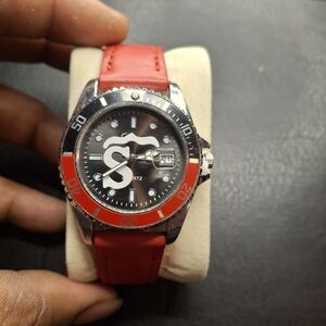 Shabazz Red Strap Diver-Style Quartz Watch